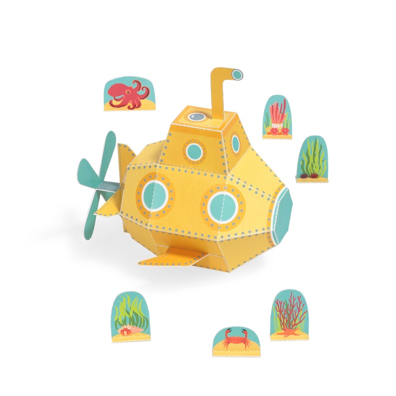 Submarine Paper Toy DIY Paper Craft Kit 3D Model Paper Etsy