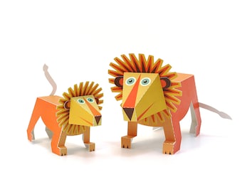 Maxi Lion Paper Toys - DIY Paper Craft Kit - 3D Paper Animals - Kids Lion - 3D Model Paper Figure