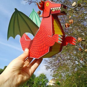 Red Dragon Paper Toy DIY Paper Craft Kit 3D Model Paper Figure image 4