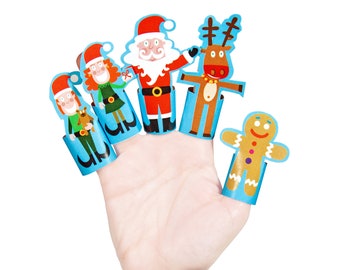 Christmas Paper Finger Puppets - DIY Craft Kit Paper Toy - Birthday Party Favor