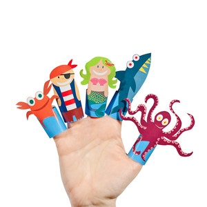 Sea Story Paper Finger Puppets: DIY Craft Kit (PRINTABLE PDF)