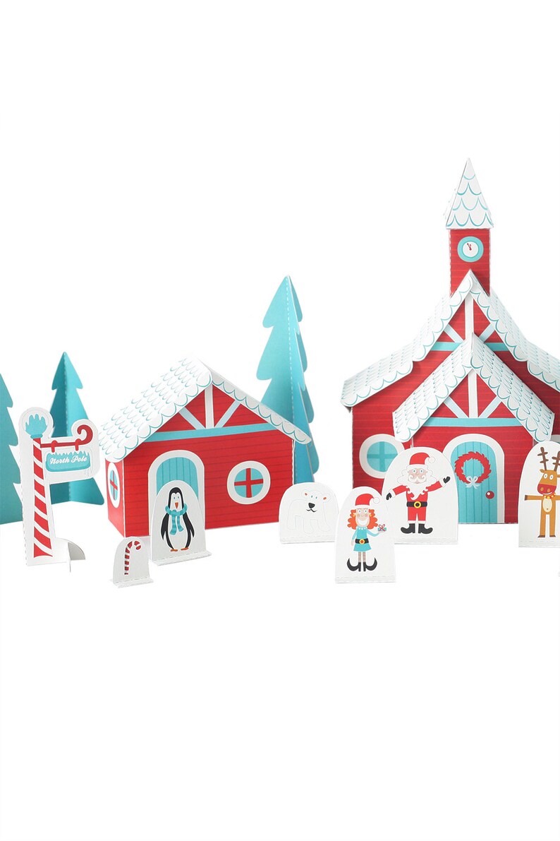 Christmas Paper Village DIY Paper Craft Kit Paper Toy - Etsy