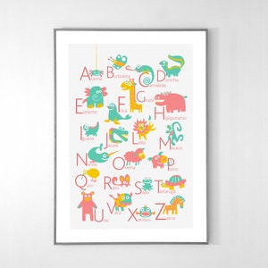 PORTUGUESE Alphabet Poster with animals from A to Z, BIG POSTER 13x19 inches image 8