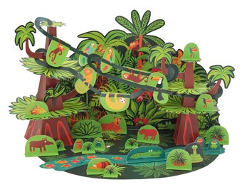 Tropischer Wald Papier Spielzeug - DIY Papier Bastel Kit - Kinder Papierbasteln - Schulprojekt