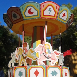 Carousel Paper Toy: Movable 3D Model Craft Kit - Etsy