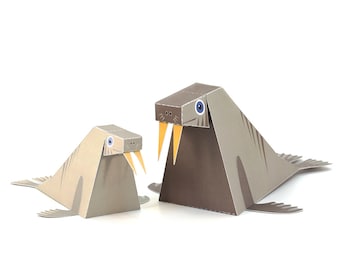 Maxi Walrus Paper Toys - DIY Paper Craft Kit - 3D Paper Animals - Kids Walrus - 3D Model Paper Figure