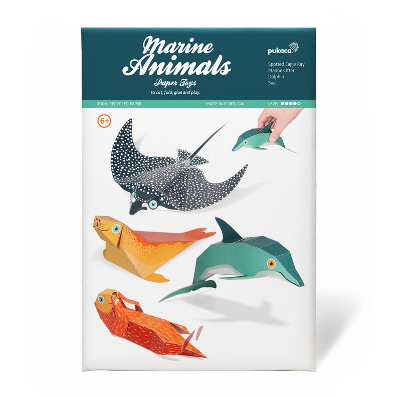 Marine Animals Paper Toys DIY Paper Craft Kit 3D Paper Animals image 2