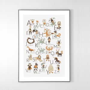 Monsters Alphabet Poster - ENGLISH - A to Z, BIG POSTER 13x19 inches