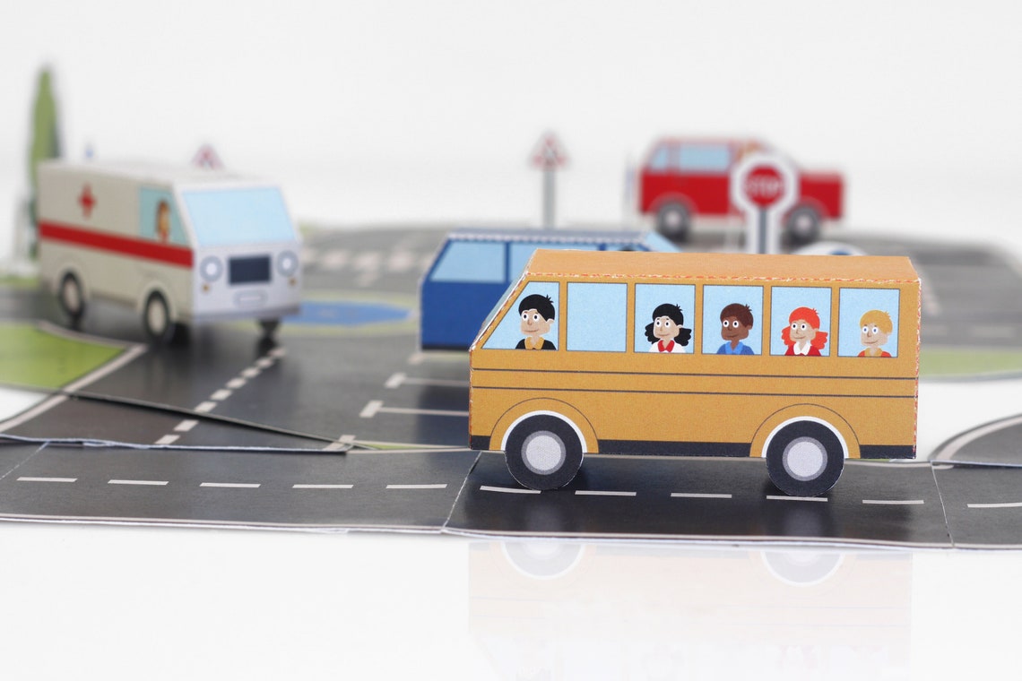 Cars Paper Toy DIY Paper Craft Kit Toy Car Play Mat Etsy