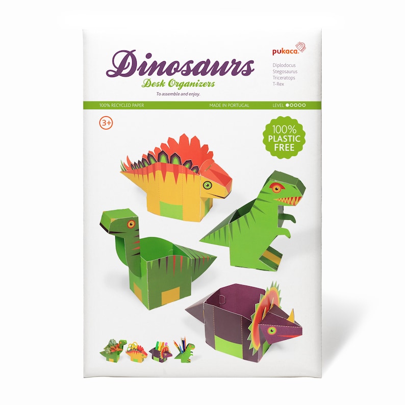 Dinosaurs Desk Organizers DIY Papercraft Kit 4 Desk Dinosaurs image 2