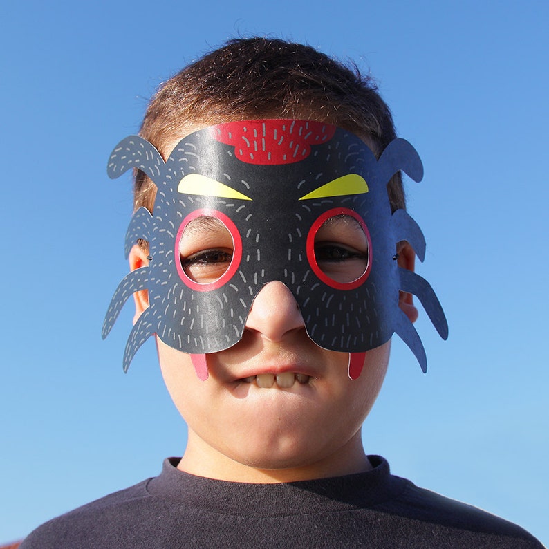 SPIDER Paper Mask Kids Halloween Costume Printable Mask image 2