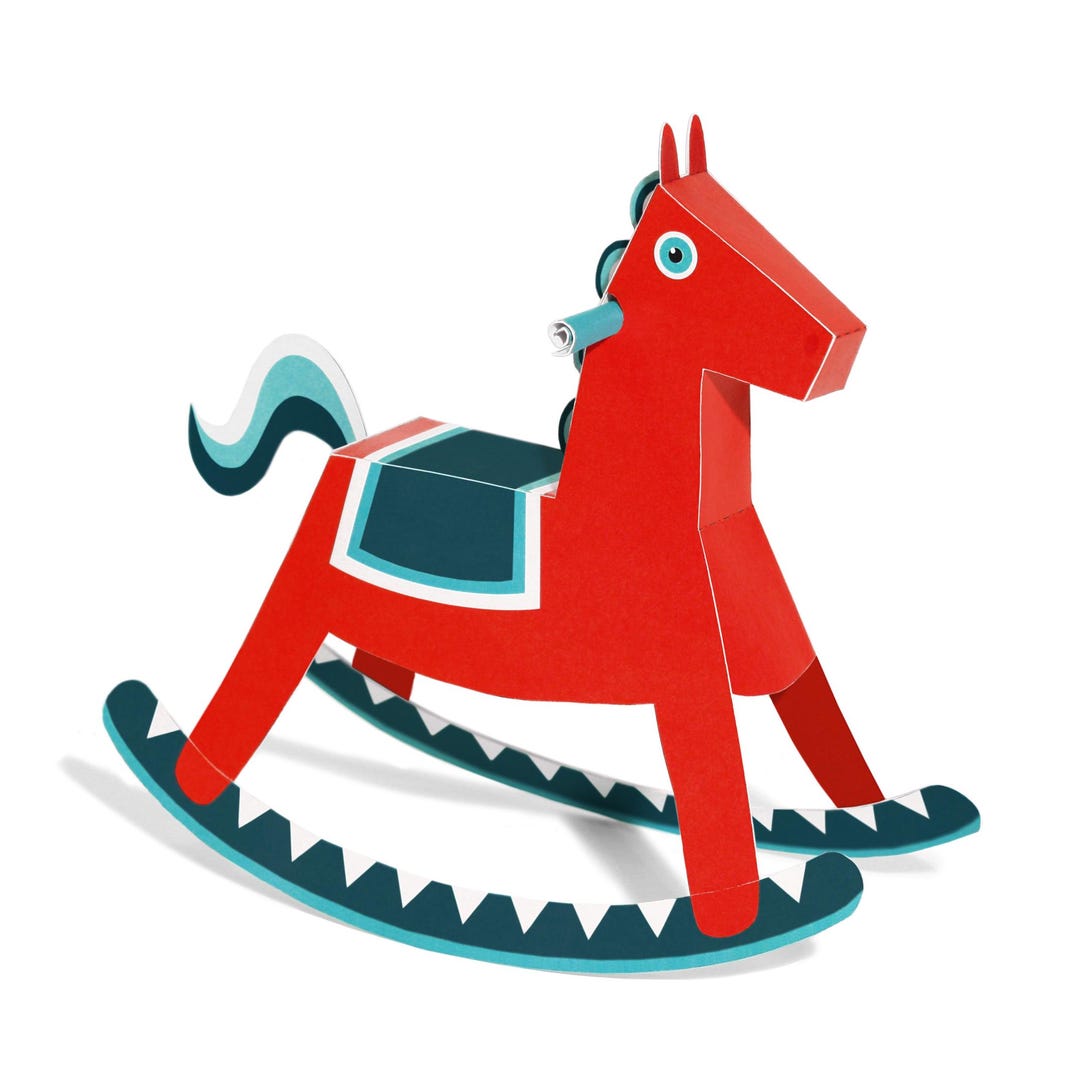Paper Rocking Horse Rocking Horse Paper Toy - DIY Paper Craft Kit - Holiday Toy - Etsy