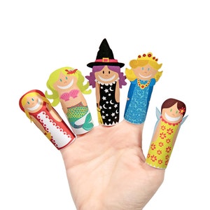 Fantasy Girls Paper Finger Puppets: DIY Craft Kit (PRINTABLE PDF)
