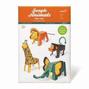 Jungle Animals Paper Toys DIY Paper Craft Kit 3D Paper Animals 4 Animals image 2