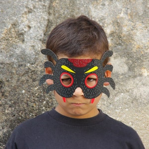 8 Paper Masks Kids Halloween Costume Bat, Devil, Mummy, Frankenstein, Owl, Spider, Cat, Pumpkin Printable Masks image 4