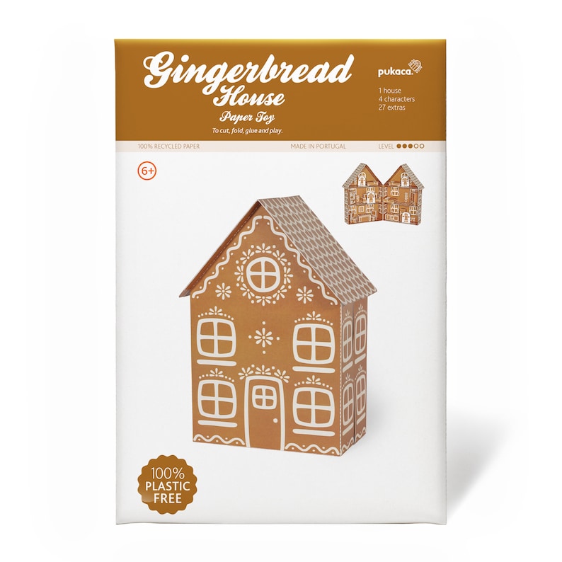 Juguete de papel de la casa de pan de jengibre Kit de artesanía de papel DIY Juguete de papel Juguete de Navidad imagen 6
