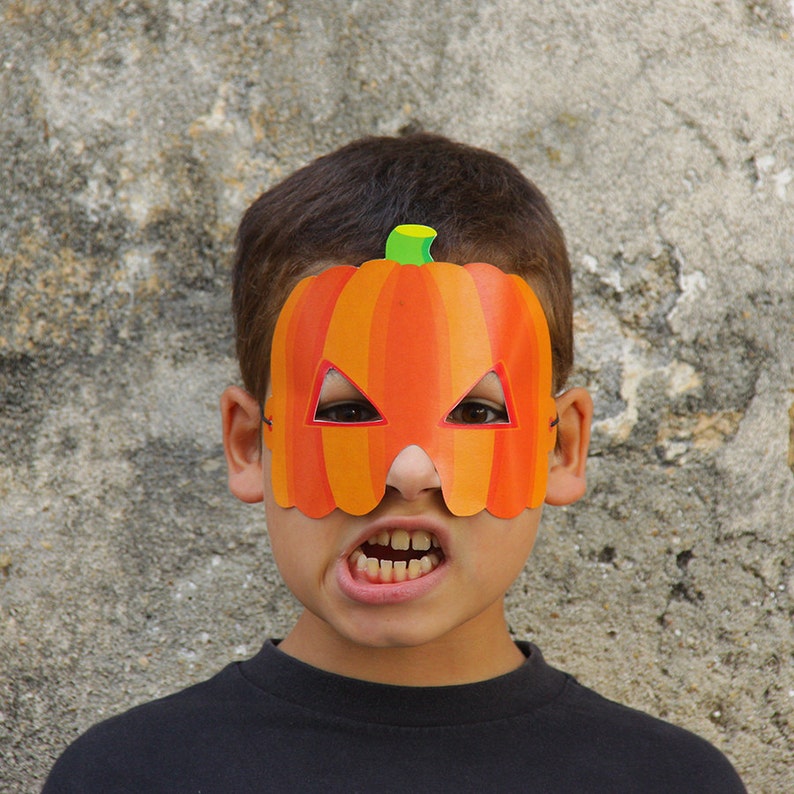 PUMPKIN Paper Mask Kids Pumpkin Costume Halloween costume Printable Mask image 1