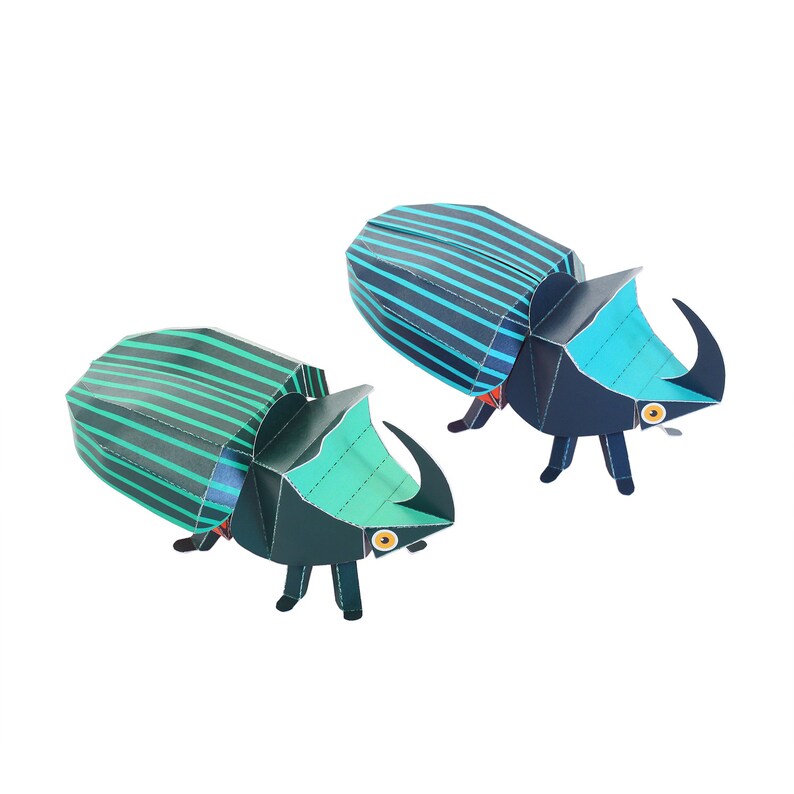 Rhinoceros Beetles Paper Toys DIY Paper Craft Kit 3D Paper Etsy