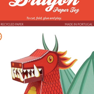 Red Dragon Paper Toy DIY Paper Craft Kit 3D Model Paper Figure image 3