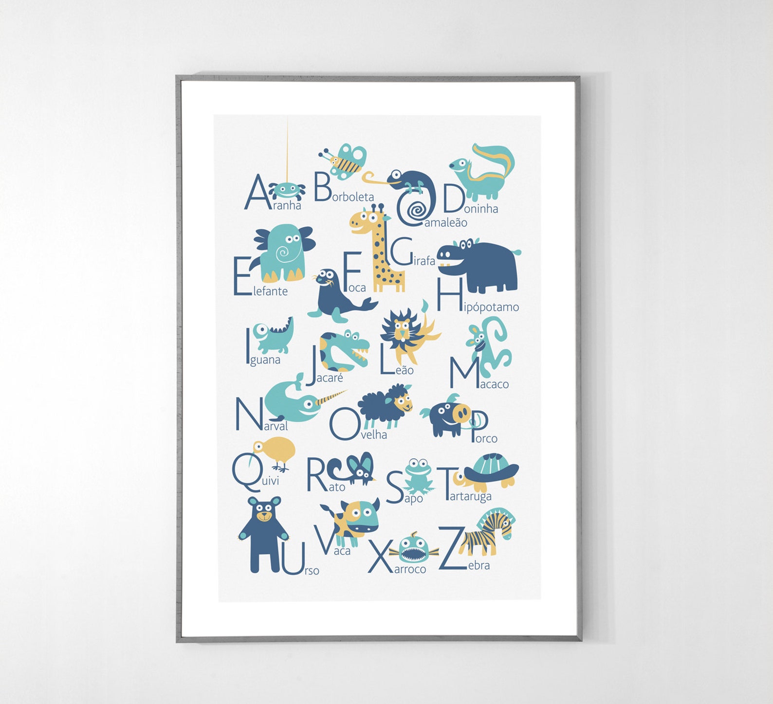 Portuguese Alphabet Poster With Animals From A To Z Big Etsy