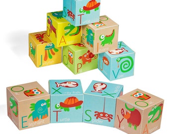 Bloques del alfabeto imprimibles: Juguete de papel con forma de animal (PDF)