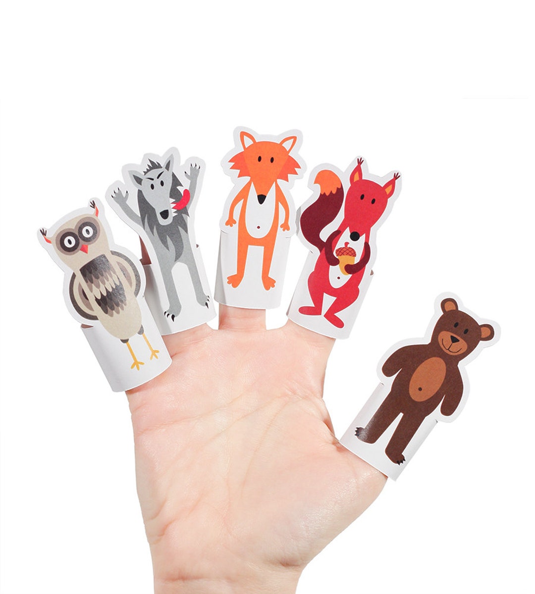 Forest Animals Paper Finger Puppets PRINTABLE PDF Toy DIY Craft Kit