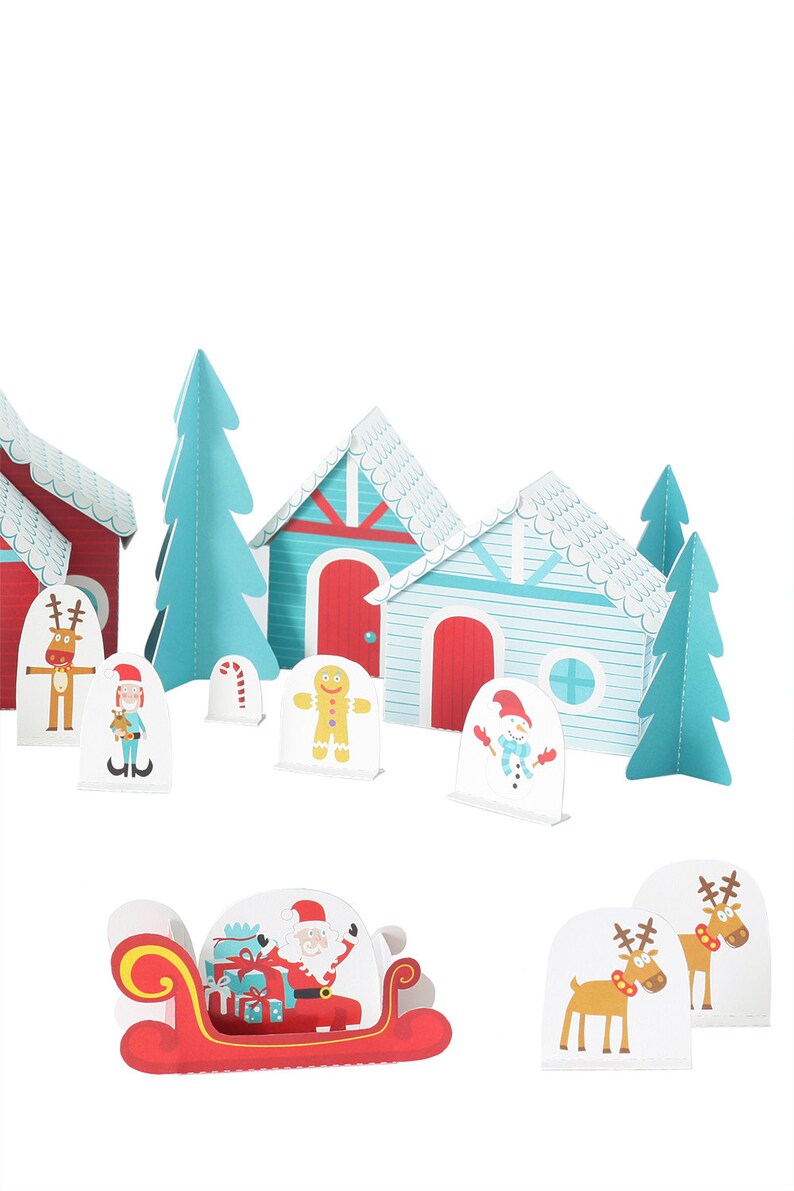 Christmas Paper Village DIY Paper Craft Kit Paper Toy - Etsy