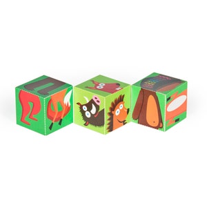 Forest Animals Blocks PRINTABLE PDF Toy DIY Craft Kit Paper Toy 3 paper blocks Heads, Arms and Legs Birthday Party Favor image 3