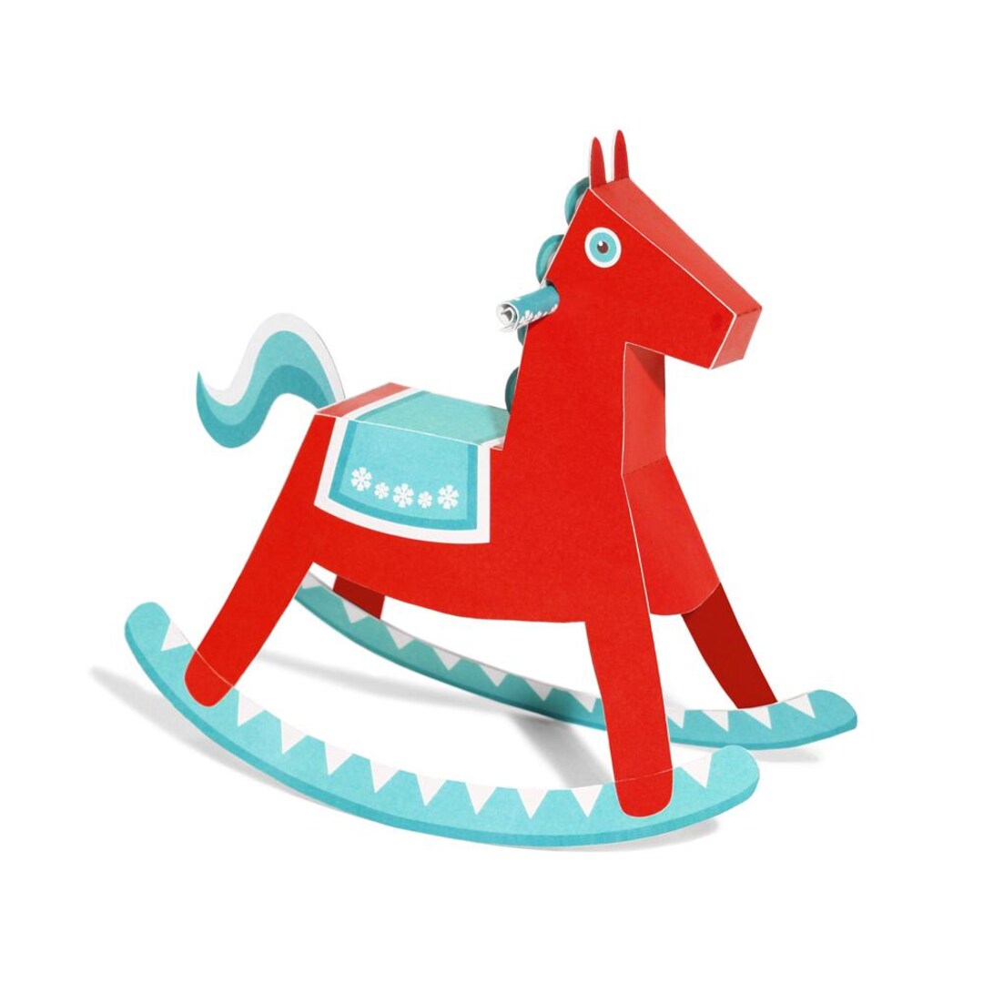 Paper Rocking Horse Rocking Horse Paper Toy - Christmas Edition - DIY Paper Craft Kit ...