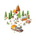 Camping Paper Toy - DIY Paper Craft Kit - Papercraft Kids - Summer Outdoors 