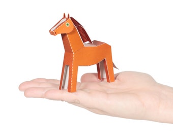 BROWN HORSE Paper Craft Postcard — To ASSEMBLE