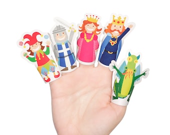 Medieval Paper Finger Puppets - PRINTABLE PDF Toy - DIY Craft Kit Paper Toy - Birthday Party Favor