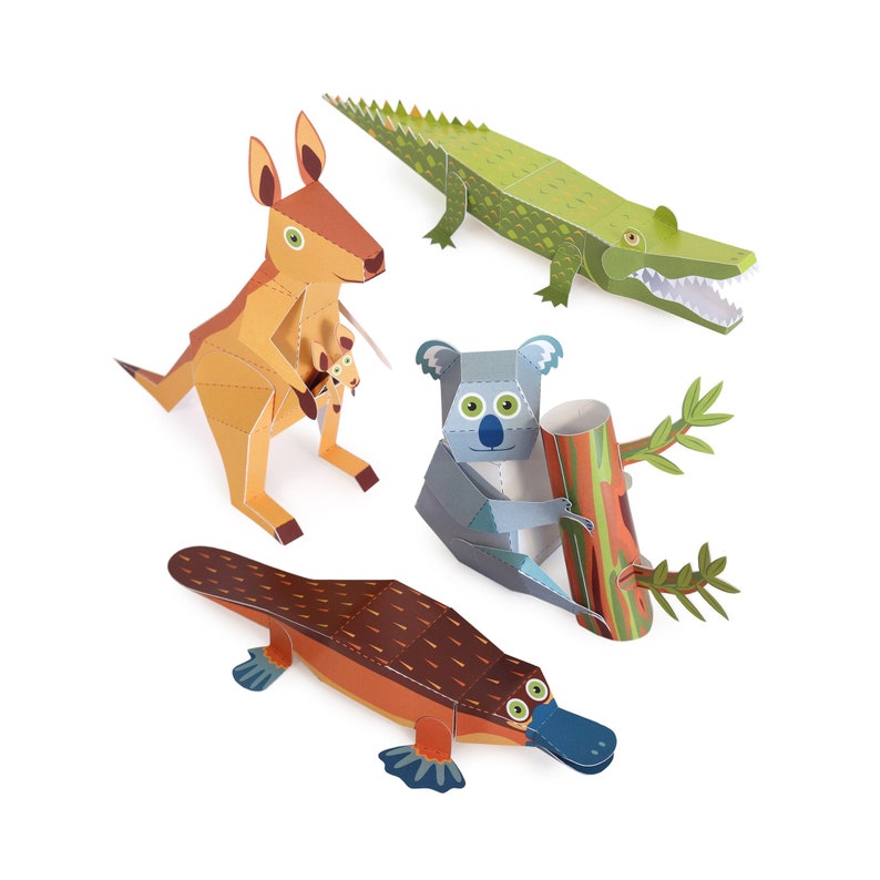 Australian Animals Paper Toys DIY Paper Craft Kit 3D Paper Etsy