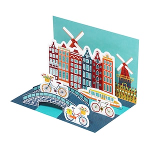 Amsterdam Diorama Postcard Paper Craft — Zestaw do samodzielnego wykonania papieru — DO ZŁOŻENIA