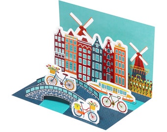 Créations artisanales en papier pour cartes postales Amsterdam Diorama — Kit de créations manuelles en papier — À ASSEMBLER