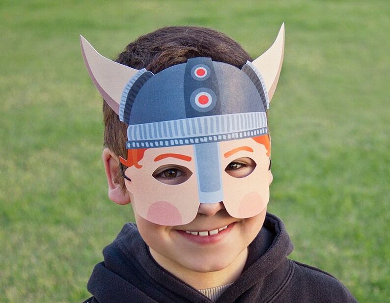 VIKING Paper Mask Kids Halloween Costume Viking Costume Printable Mask image 1