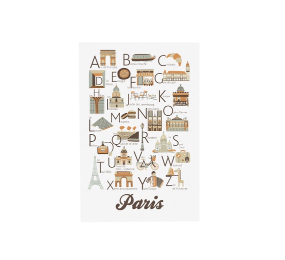 PARIS Alphabet Poster From A to Z, BIG POSTER 13x19 Inches - Etsy