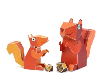 Maxi Squirrel Paper Toys - DIY Paper Craft Kit - 3D Paper Animals - Kids Squirrel - 3D Model Paper Figure