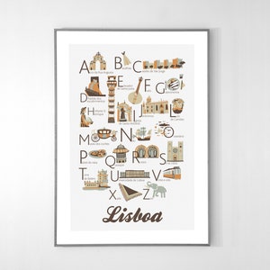 LISBOA Alphabet Poster from A to Z, BIG POSTER 13x19 inches