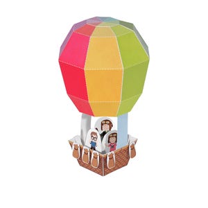 Juguete de papel con globo aerostático - Kit de manualidades de papel para hacer uno mismo - Juguete de papel 3D - Juguete de acción - Figura de papel modelo 3D