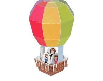 Heißluftballon Papierspielzeug: DIY Bastelset, 3D Modell