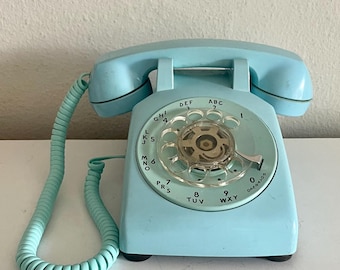 Working Rotary Phone  Blue Western Electric Rotary Dial Telephone AS IS