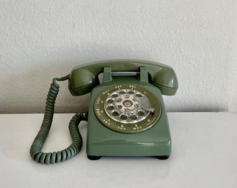 Vintage Working Avocado Green Rotary Phone Western Electric Telephone