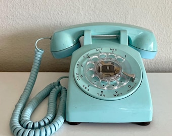Working Rotary Phone Turquoise Blue Rotary Dial Telephone