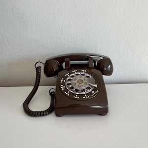 Working Rotary Phone Chocolate Brown Rotary  ITT Telephone