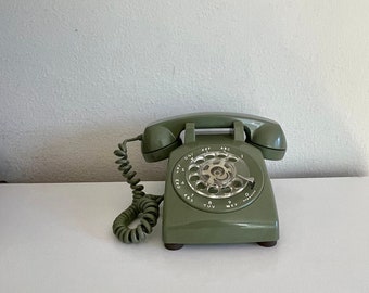 Vintage Working Avocado Green Rotary Phone Western Electric Telephone