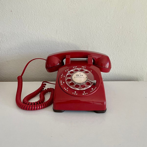 Working Vintage Red Western Electric Rotary Dial Phone Telephone