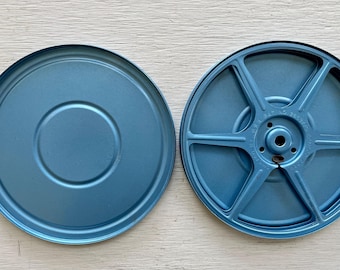 Vintage 6" Blue  Compco Film Reel & Canister 300ft
