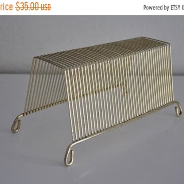 ON SALE Mid Century Gold Wire Record Rack or Letter Holder