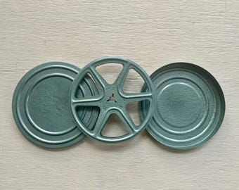 Vintage  5" Olive Green Film Reel and Canister